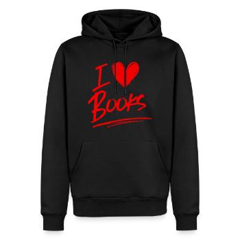 J’adore les livres - Sweat à capuche Premium bio Homme - noir - Devant - Nico (187cm)