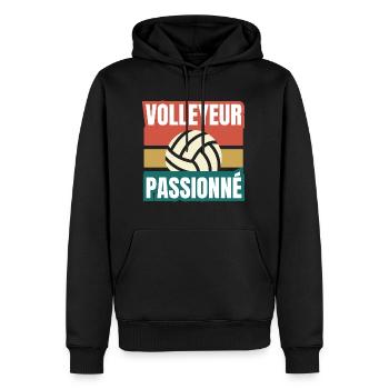 volleyeur passionné - Sweat à capuche Premium bio Homme - noir - Devant - Nico (187cm)