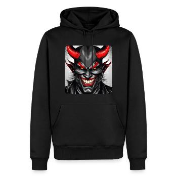 Diable souriant maléfique - Sweat à capuche Premium bio Homme - noir - Devant - Nico (187cm)