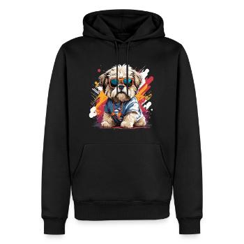 Shih Tzu mignon chien cool mignon - Sweat à capuche Premium bio Homme - noir - Devant - Nico (187cm)