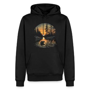 Beaver Forest Animal Nature Trees - Men’s Premium Organic Hoodie - black - Front - Nico (187cm)