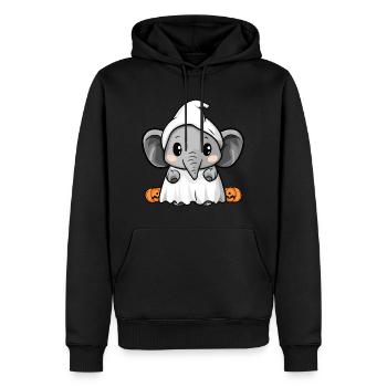 Éléphant Halloween Bande dessinée Fantôme - Sweat à capuche Premium bio Homme - noir - Devant - Nico (187cm)