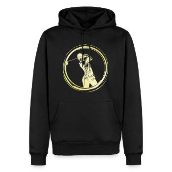 Golfeuse Femme - Sweat à capuche Premium bio Homme - noir - Devant - Nico (187cm)