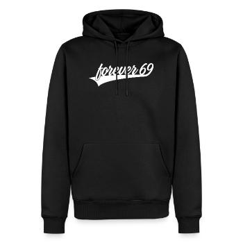 FOREVER 69 ANS - Sweat à capuche Premium bio Homme - noir - Devant - Nico (187cm)