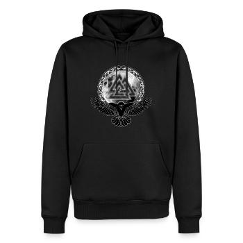 Rabe Valknut Vollmond - Männer Premium Bio Hoodie - Schwarz - Vorne - Nico (187cm)