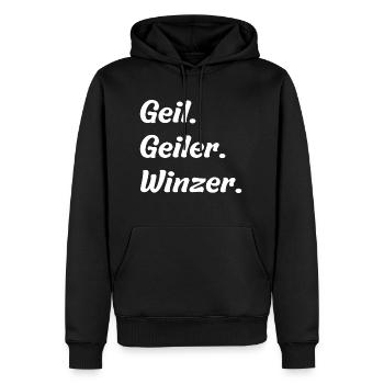 Geil. Geiler. Winzer - Männer Premium Bio Hoodie - Schwarz - Vorne - Nico (187cm)