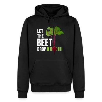Jardinier végétalien betterave potager bio éco - Sweat à capuche Premium bio Homme - noir - Devant - Nico (187cm)