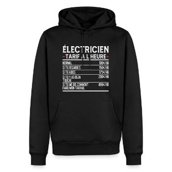 Électricien Idée Cadeau Humour - Sweat à capuche Premium bio Homme - noir - Devant - Nico (187cm)