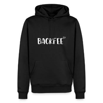 Backfee - Männer Premium Bio Hoodie - Schwarz - Vorne - Nico (187cm)