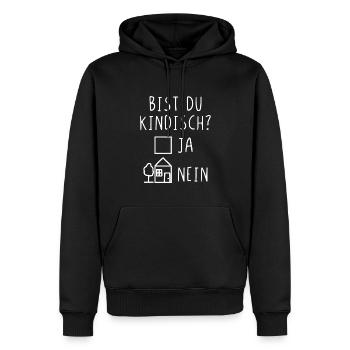 Bist du kindisch ja nein - Männer Premium Bio Hoodie - Schwarz - Vorne - Nico (187cm)