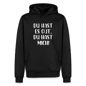 Du hast es gut du hast mich - Männer Premium Bio Hoodie - Schwarz - Vorne - Nico (187cm)