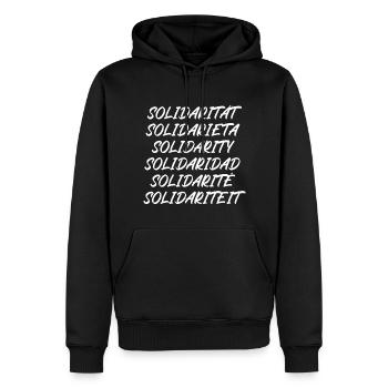 Solidarität - Männer Premium Bio Hoodie - Schwarz - Vorne - Nico (187cm)