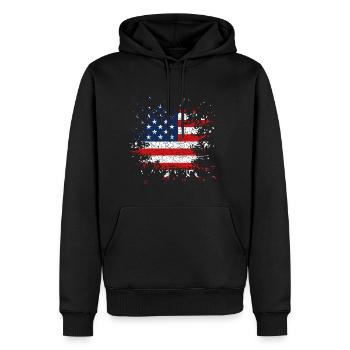 America USA - Männer Premium Bio Hoodie - Schwarz - Vorne - Nico (187cm)