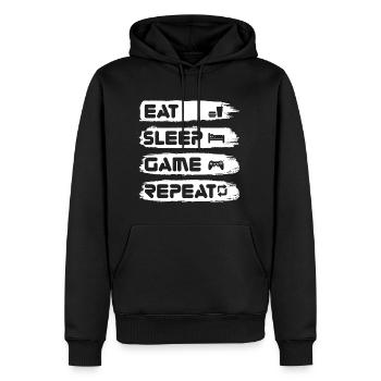 Eat Sleep Game Repeat - Männer Premium Bio Hoodie - Schwarz - Vorne - Nico (187cm)