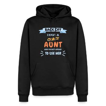 Cadeau drôle pour neveu - j'ai une tante folle - Sweat à capuche Premium bio Homme - noir - Devant - Nico (187cm)