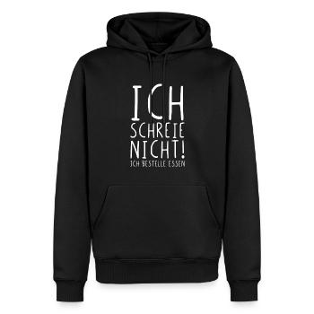 Ich schreie nicht ich bestelle Essen - Männer Premium Bio Hoodie - Schwarz - Vorne - Nico (187cm)