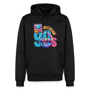 Nostalgie 90s 06 - Sweat à capuche Premium bio Homme - noir - Devant - Nico (187cm)