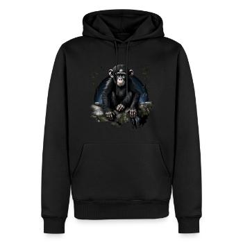 Chimpanzee Monkey Animal - Men’s Premium Organic Hoodie - black - Front - Nico (187cm)