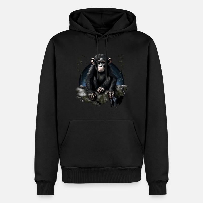 Schimpanse Affe Tier - Männer Premium Bio Hoodie - Schwarz