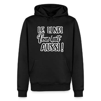 le lundi vous hait aussi - Sweat à capuche Premium bio Homme - noir - Devant - Nico (187cm)