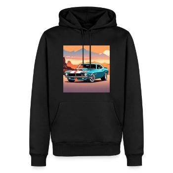 Muscle car - Men’s Premium Organic Hoodie - black - Front - Nico (187cm)