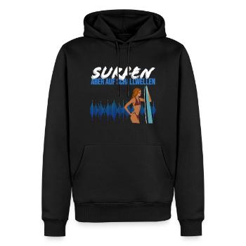 Surfen, aber auf Schallwellen: Tontechniker Shirt - Männer Premium Bio Hoodie - Schwarz - Vorne - Nico (187cm)