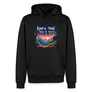 Chaque pixel raconte une histoire - Retro Gaming - Sweat à capuche Premium bio Homme - noir - Devant - Nico (187cm)