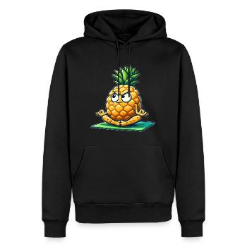 Ananas Fruité Fruits tropicaux Été Yoga Méditation - Sweat à capuche Premium bio Homme - noir - Devant - Nico (187cm)