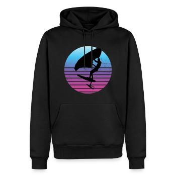 wingfoil foilwing homme hydroptère wingsurfen - Sweat à capuche Premium bio Homme - noir - Devant - Nico (187cm)