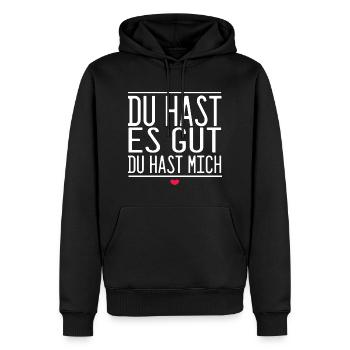 Du Hast Es Gut Du Hast Mich - Männer Premium Bio Hoodie - Schwarz - Vorne - Nico (187cm)