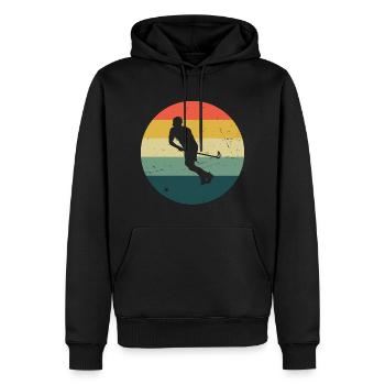 Innebandy Floorball Herren Unihockeyspielen - Männer Premium Bio Hoodie - Schwarz - Vorne - Nico (187cm)