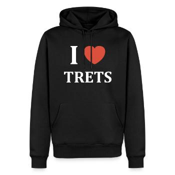 i love trets - Sweat à capuche Premium bio Homme - noir - Devant - Nico (187cm)