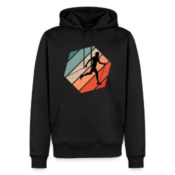 Damen Walken Herren Walking Nordic Walker - Männer Premium Bio Hoodie - Schwarz - Vorne - Nico (187cm)