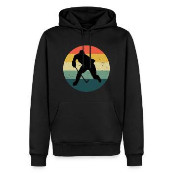 Joueuse de hockey sur glace féminin Jeux de hockey sur glace - Sweat à capuche Premium bio Homme - noir - Devant - Nico (187cm)