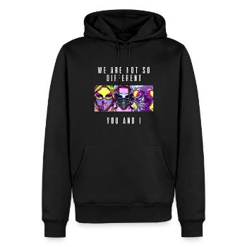 Wir sind gar nicht so verschieden Du und ich - Männer Premium Bio Hoodie - Schwarz - Vorne - Nico (187cm)
