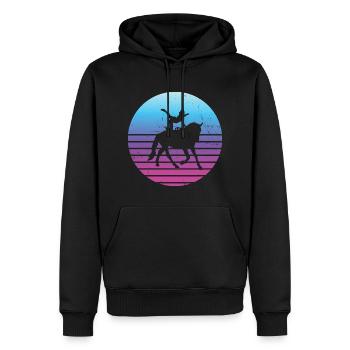 Performance du cheval, saut par équipe, exercices d’équilibre - Sweat à capuche Premium bio Homme - noir - Devant - Nico (187cm)