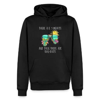 Es gibt Sonntage, und dann gibt es SON-TAGE - Männer Premium Bio Hoodie - Schwarz - Vorne - Nico (187cm)