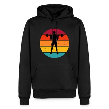 Fitness pour hommes Haltérophilie Musculation - Sweat à capuche Premium bio Homme - noir - Devant - Nico (187cm)