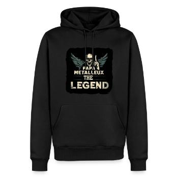 papa metalleux the legend - Sweat à capuche Premium bio Homme - noir - Devant - Nico (187cm)