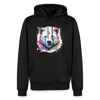 Polar Bear Animal Pop Art Head Polar Bear - Men’s Premium Organic Hoodie - black - Front - Nico (187cm)