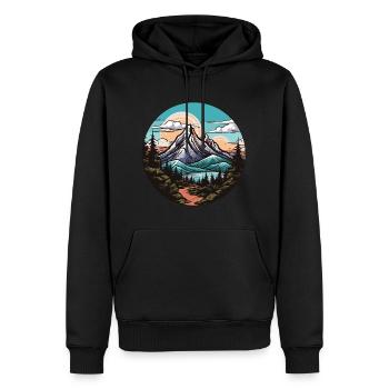 Paysage de montagnes - Sweat à capuche Premium bio Homme - noir - Devant - Nico (187cm)