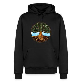 Baum des Lebens - Männer Premium Bio Hoodie - Schwarz - Vorne - Nico (187cm)