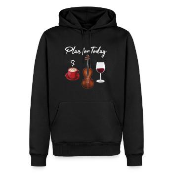 Planifiez pour aujourd’hui, violon, café et vin - Sweat à capuche Premium bio Homme - noir - Devant - Nico (187cm)