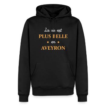 La vie est plus belle en Aveyron - Sweat à capuche Premium bio Homme - noir - Devant - Nico (187cm)