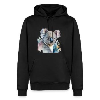 Aquarelle Koala - Sweat à capuche Premium bio Homme - noir - Devant - Nico (187cm)