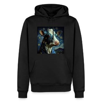Cow Van Gogh Style Starry Sky Cool la nuit - Sweat à capuche Premium bio Homme - noir - Devant - Nico (187cm)