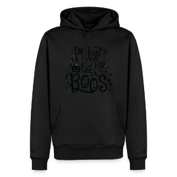 Buhrufe & Spirituosen: T-Shirt - Männer Premium Bio Hoodie - Schwarz - Vorne - Nico (187cm)