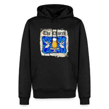 The Church is my religion - international Pub - Männer Premium Bio Hoodie - Schwarz - Vorne - Nico (187cm)
