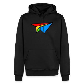 Avion Origami en couleur - Sweat à capuche Premium bio Homme - noir - Devant - Nico (187cm)