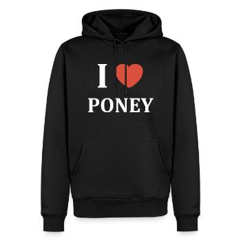 i love poney - Sweat à capuche Premium bio Homme - noir - Devant - Nico (187cm)